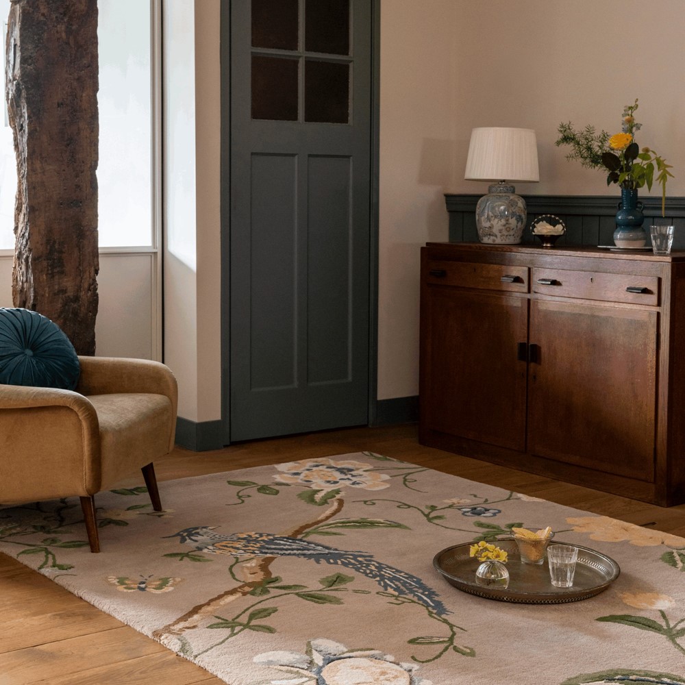 Summer Palace Wool Rugs 081201 by Laura Ashley in Truffle Seaspray